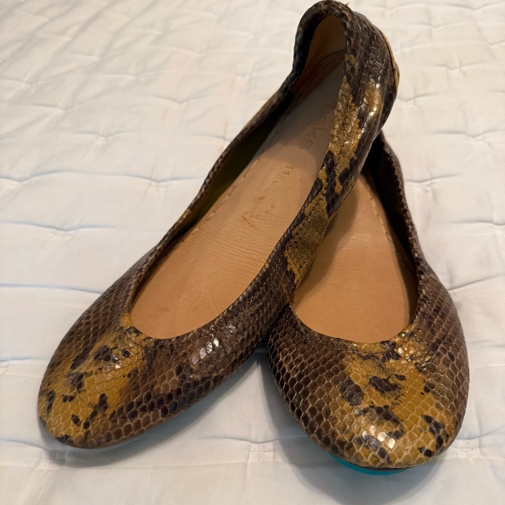 Tieks Mocha Snake Print Ballet Flats